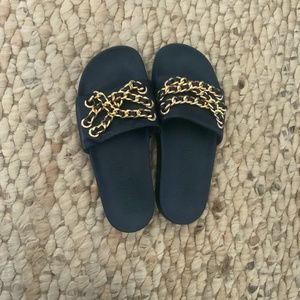 Moschino x H&M jeremy scott Leather slides